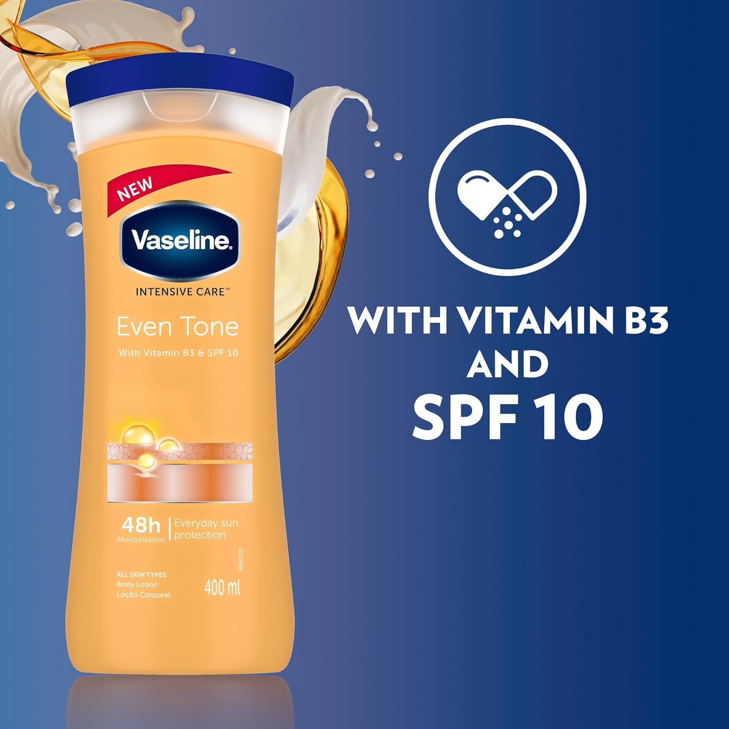 Vaseline Intensive Care Healthy Even Tone Body Lotion With Vitamin B3 and Spf 10 - 400 ml Calms and Soothes Dry Skin Calms and Soothes Dry Skin Vaseline Lotion 400ml