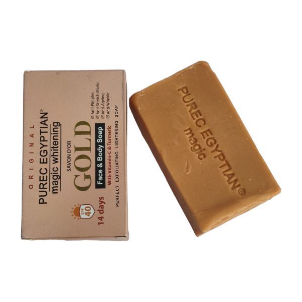 Pure Egyptian Magic Whitening Gold Soap Hydrates and Nourishes Anti-Aging Gentle Exfoliation Remove Dead Skin Cells Revealing Smoother, Healthier Skin Egyptian Original Pure Whitening Gold Soap 250g