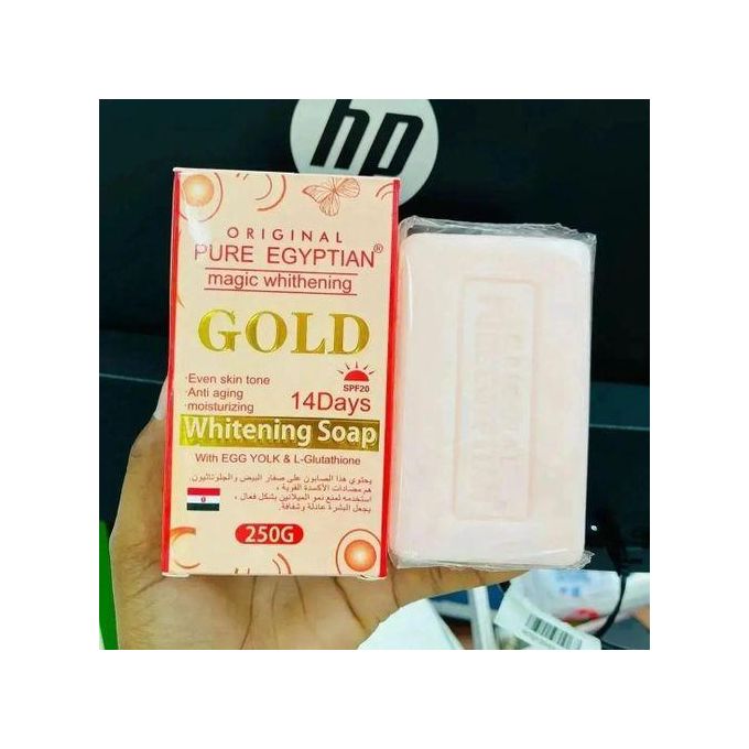 Pure Egyptian Magic Whitening Gold Soap Hydrates and Nourishes Anti-Aging Gentle Exfoliation Remove Dead Skin Cells Revealing Smoother, Healthier Skin Egyptian Original Pure Whitening Gold Soap 250g