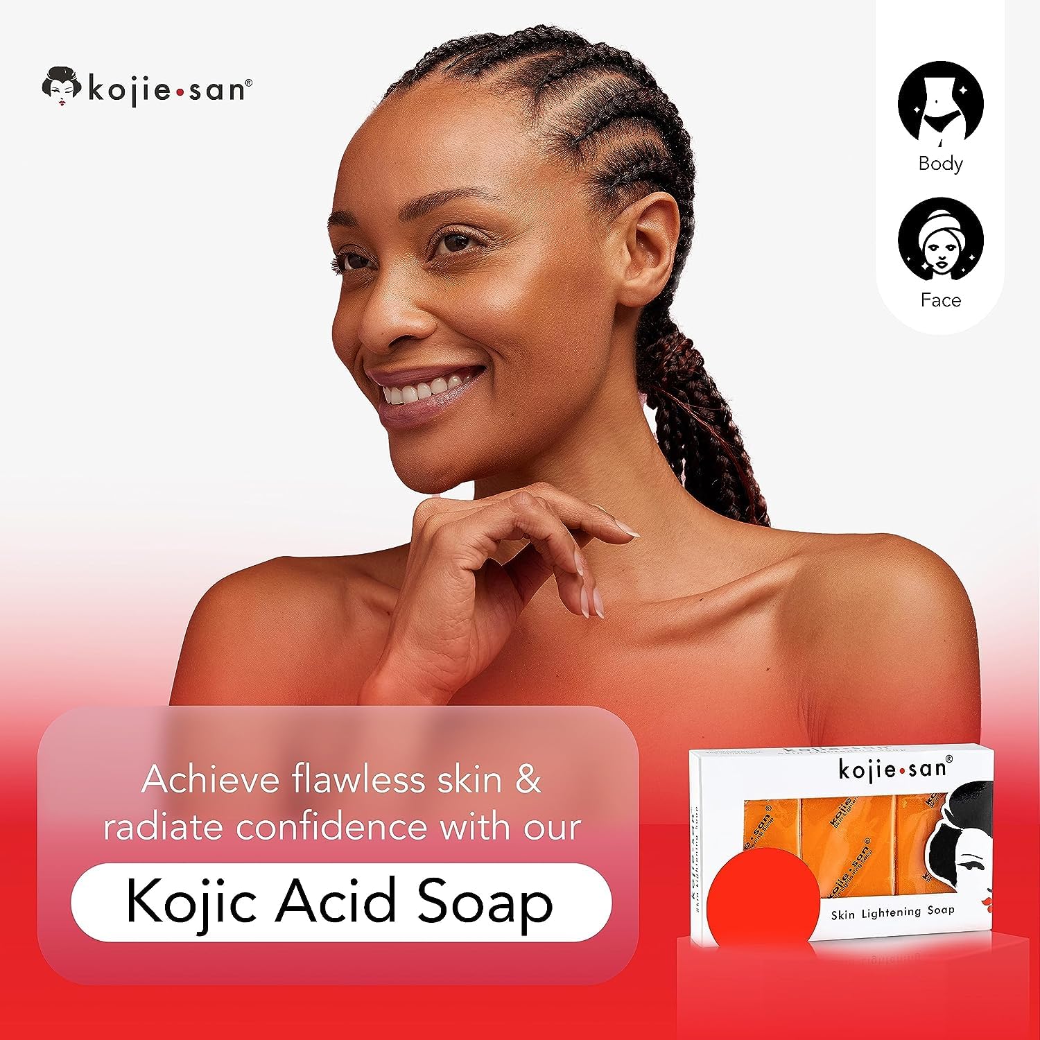 3 Packs Kojie San Original Kojic Acid Skin brightening & Lightening Soap for Men and Women orange flavour (65g Bars- Pack of 3) Philippines Imported  Dermatologically Tested Paraben Free