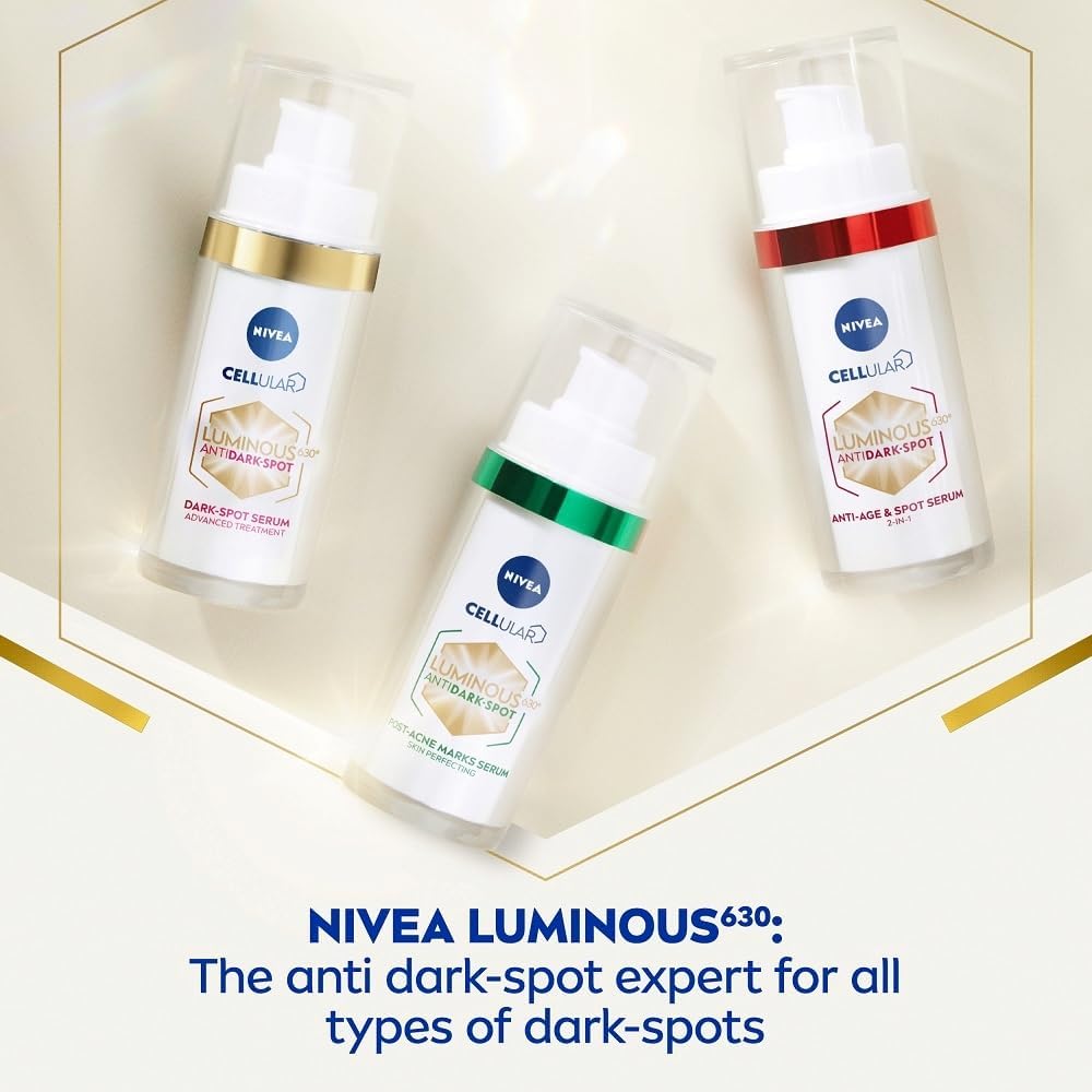 NIVEA Luminous 630 Post-Acne Dark Marks Serum (30ml), Facial Serum Visibly Reduces Post-Acne Dark Marks, Face Serum for Smooth, Refined, Glowing Skin Nivea Serum 30ml