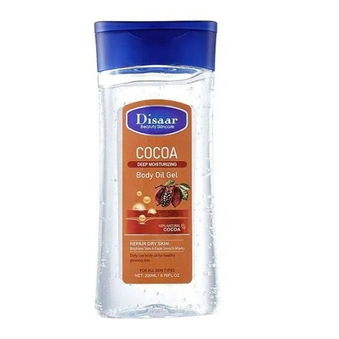 Disaar Cocoa Deep Moisturizing Body Oil Gel - 200ml Revives Dry and Dull-Looking Skin For a Healthy Glow Revitalize Dry and Dull-looking Skin Pure Cocoa Butter and Replenishing oils