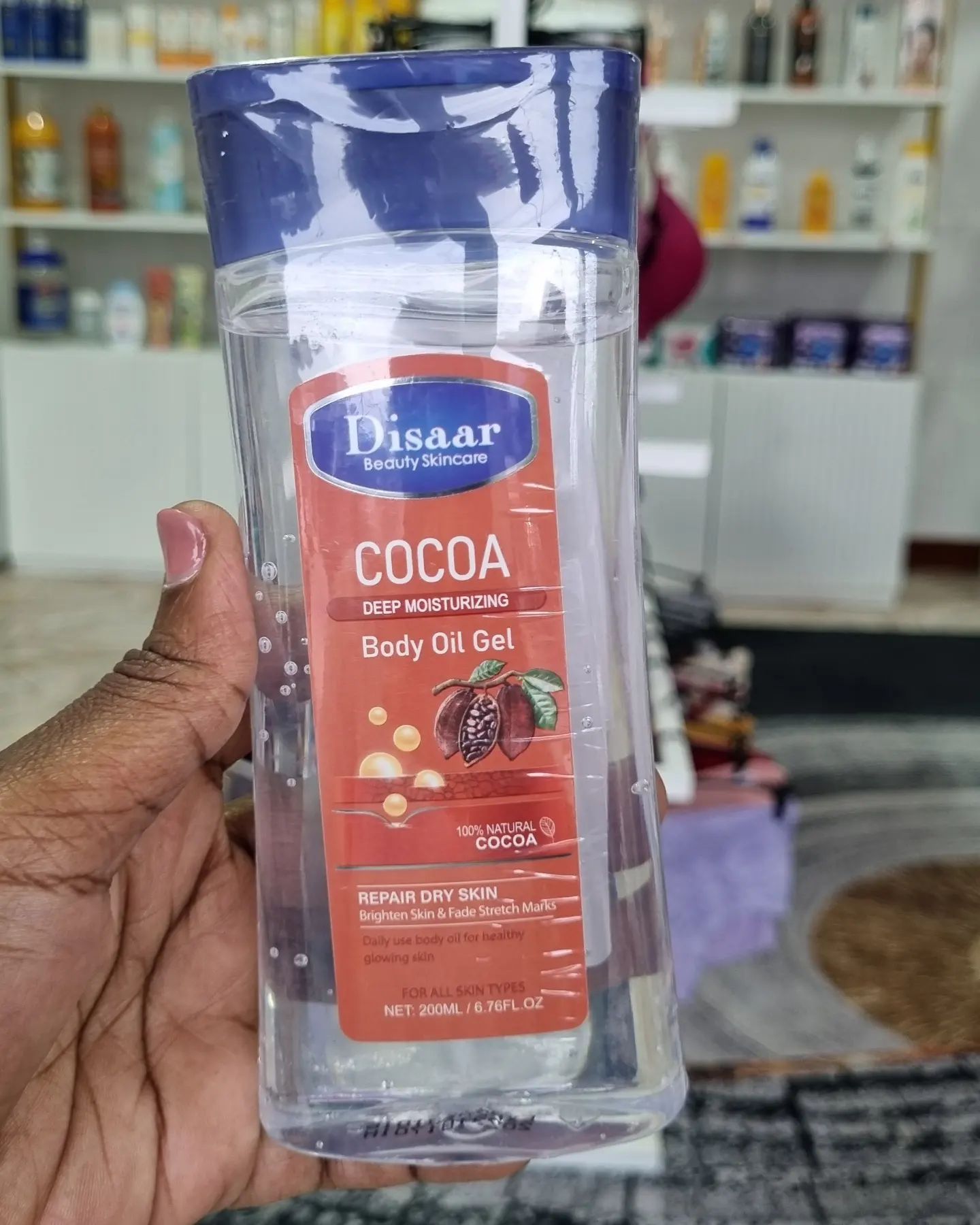 Disaar Cocoa Deep Moisturizing Body Oil Gel - 200ml Revives Dry and Dull-Looking Skin For a Healthy Glow Revitalize Dry and Dull-looking Skin Pure Cocoa Butter and Replenishing oils