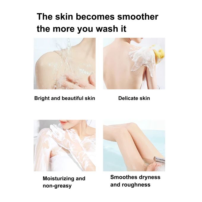 Roushun 7 Days White Arbutin And Kojic Acid Scrub Shower Gel 1000 ml Removes Acnes Clear Pimples Cleans and Hydrates Glow and Shine rbutin And Kojic Acid Scrub Shower Gel 1000 ml