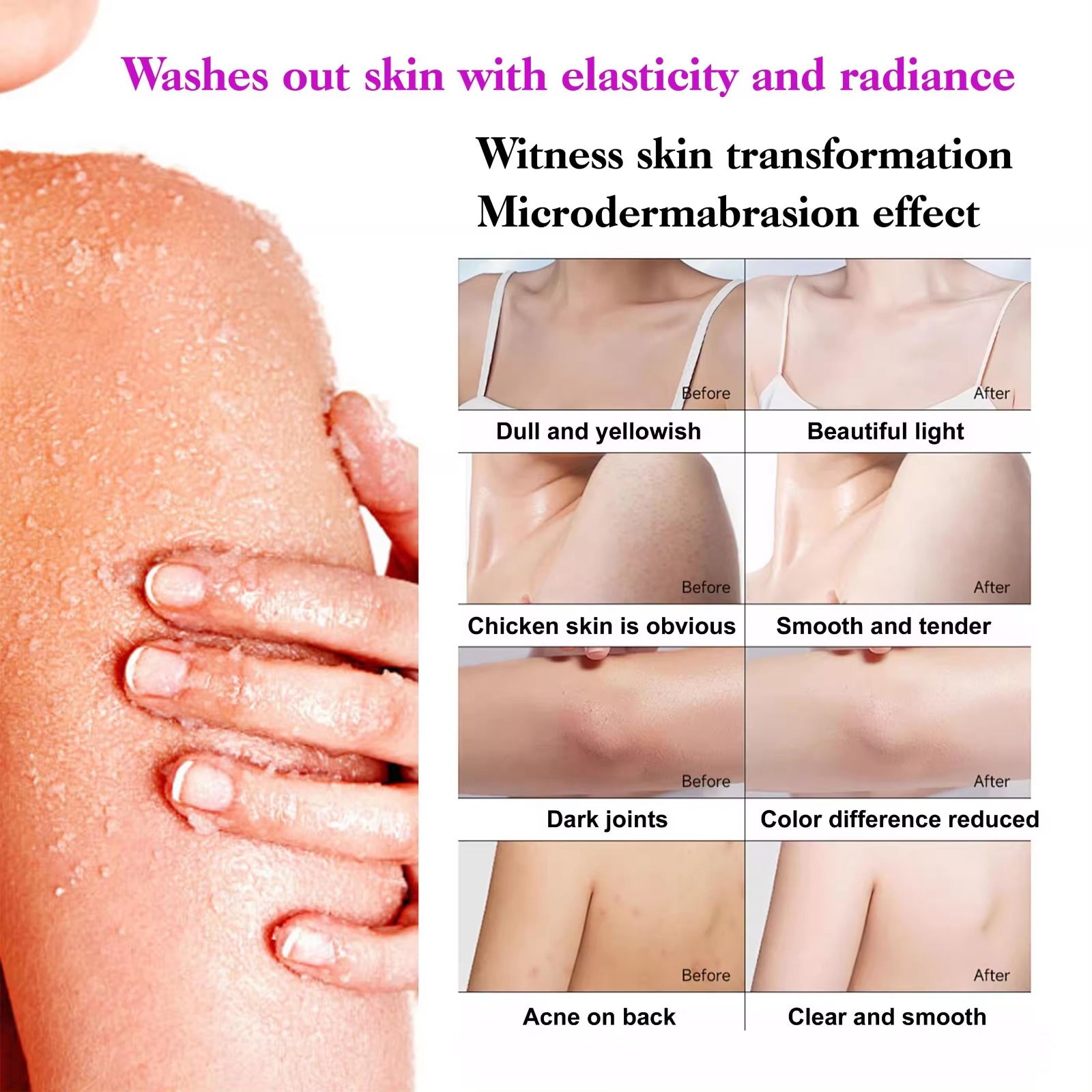 ROUSHUN Gluta Berry Scrub Shower Gel 1000ml Clean Skin Moisten Water Replenishing Long Lasting Fragrance Whitening Bubble Exfoliator Firms, Brightens, Moisturizes, Fade Dark Spots, Lightens 500ml