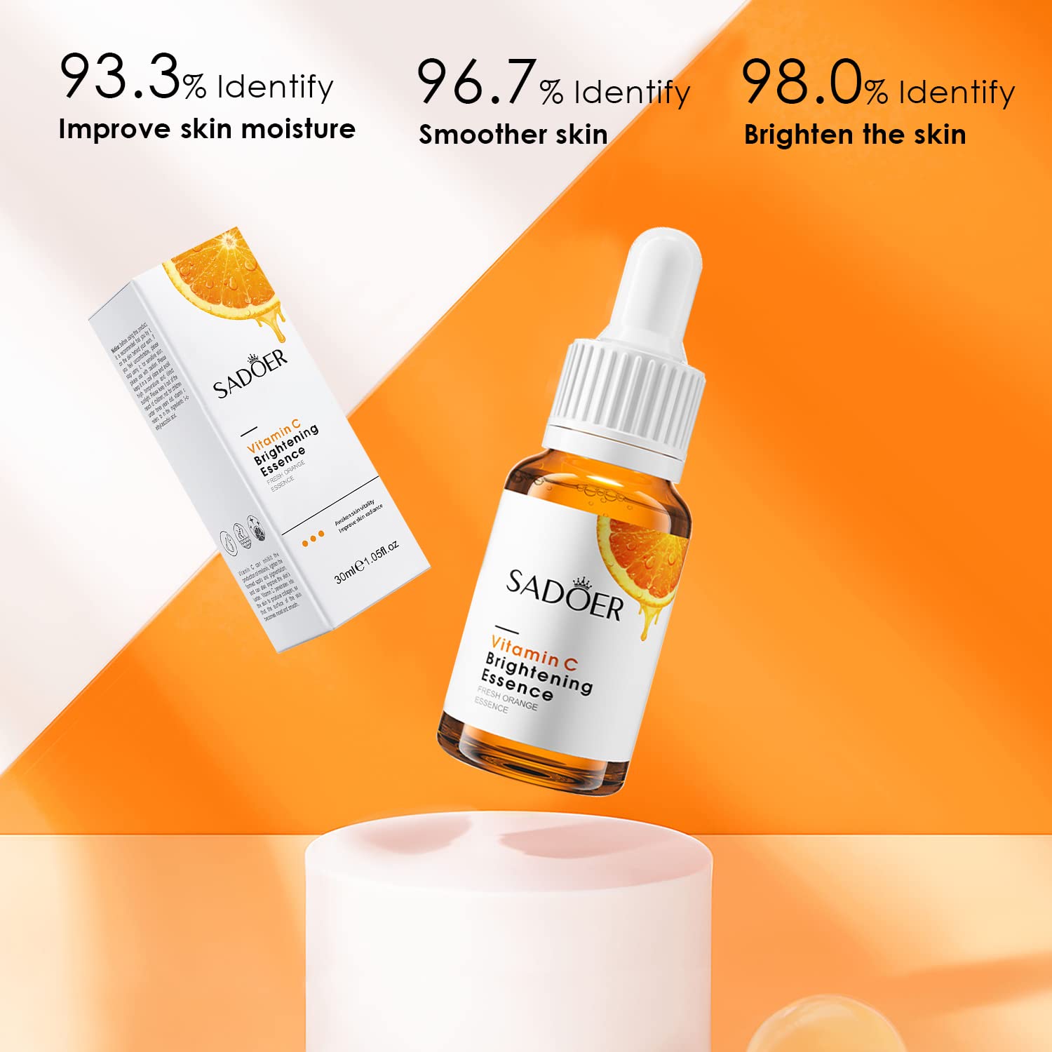 Sadoer Vitamin C Serum Face 30 ml - With Hyaluronic Acid and Vitamin C, Face Serum for All Skin Types, Anti-Ageing Wrinkle Remover and Sun Spot Pigment Spot Remover Face Care Serum