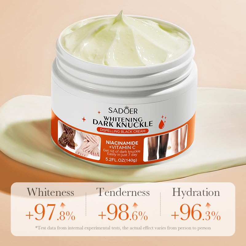 Sadoer Dark Knuckle Whitening Cream,Skin Body Bleaching For Dark Knees and Elbows,Moisturizing Strong Joint Whitening Cream for Clavicle,Neck,Niacinamide Vitamin C Dark Spot Corrector Remover