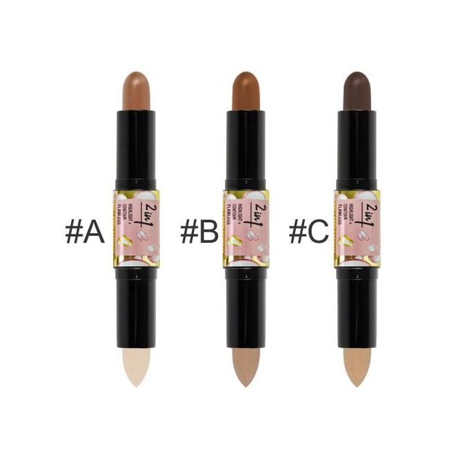 Karite 2-in-1 Highlight + Contour Flawless Stick Set 7g Waterproof Collagen All Skin Types Collagen Essence Stick Creamy Finish  Natural Jojoba Oil and Oxidation Resistant Vitamin E 7g