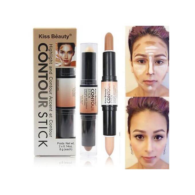 Karite 2-in-1 Highlight + Contour Flawless Stick Set 7g Waterproof Collagen All Skin Types Collagen Essence Stick Creamy Finish  Natural Jojoba Oil and Oxidation Resistant Vitamin E 7g