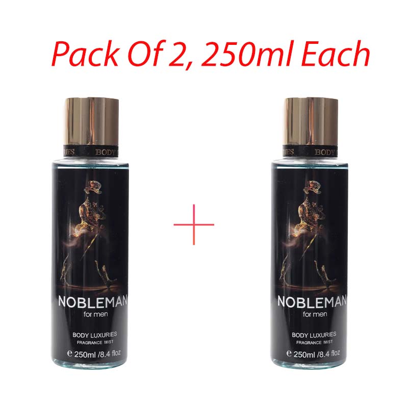 2 Packs Body Luxuries Nobleman For Men Fragrance Body Mist 250ml Unisex Romantic Perfume - Long-Lasting, Non-Irritating, Multi-Purpose Spray Unisex Body Mist Signature Collections