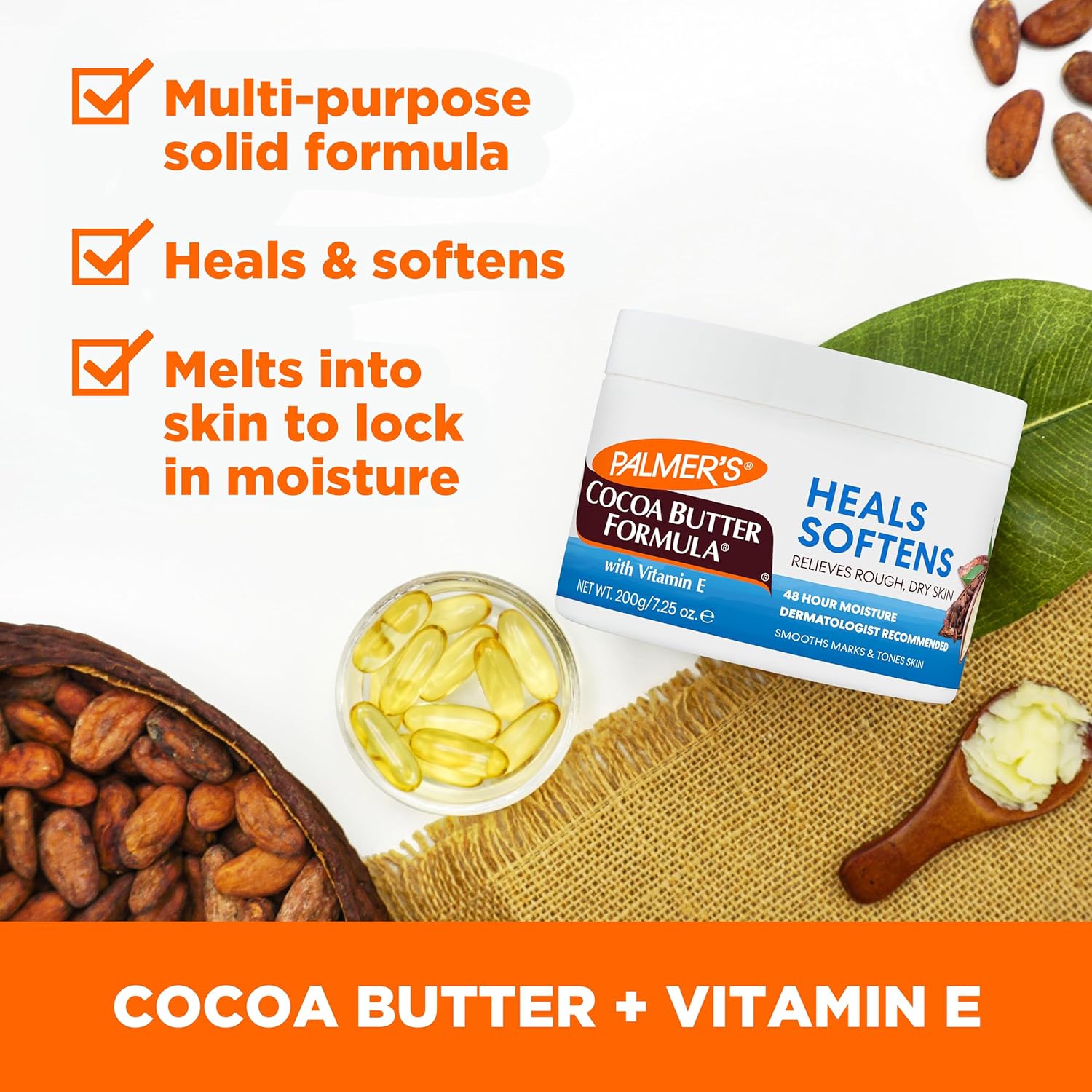 Palmer's Cocoa Butter Cream Formula Daily Skin Therapy Solid Cream with Vitamin E, Body Moisturizer for Extremely Dry Skin, Softens and Soothes, 7.25 Ounces, (Pack of 1)