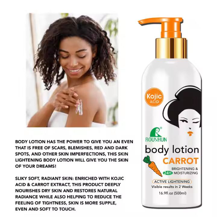 ROUSHUN Carrot Body Lotion 500ml Moisten Whiten Nourish For All Skin Moisturizer, Whitening, Nourishing, Lightening Whitening Moisturizing Smoothing Skin Care Body Lotion