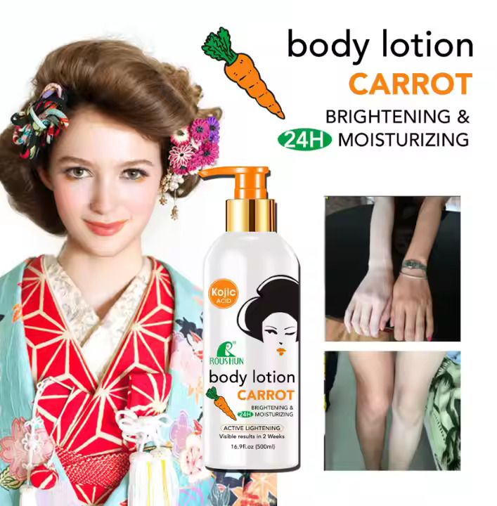 ROUSHUN Carrot Body Lotion 500ml Moisten Whiten Nourish For All Skin Moisturizer, Whitening, Nourishing, Lightening Whitening Moisturizing Smoothing Skin Care Body Lotion