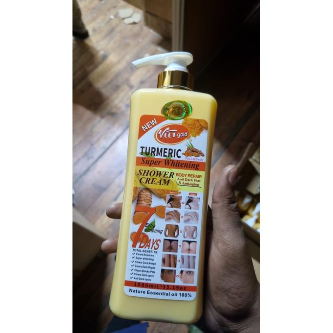 VEET GOLD Turmeric Super Whitening Tumeric Shower Cream 1000ml Removes dirt & impurities Clears Knuckles Super Whitening Clears Dark Armpits Clears Dark Thighs