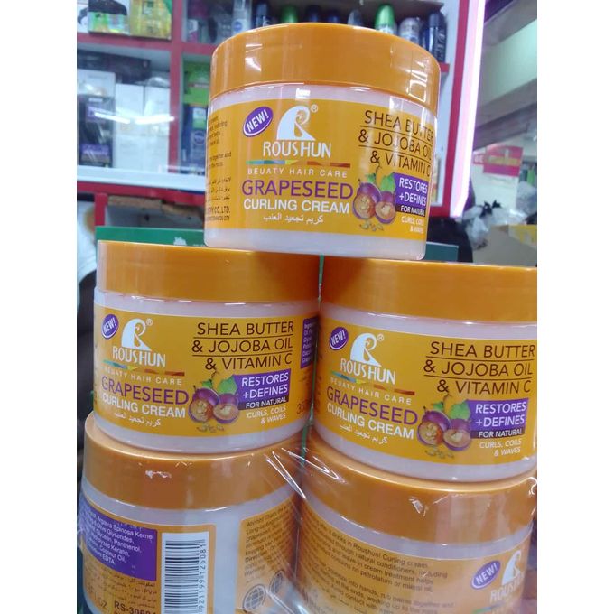 Roushun Grapeseed Shea Butter & Jojoba Oil & Vitamin C Curling Cream - 350ML Roushun 1 BEAUTY HAIR CARE GRAPESEED Eliminates Frizz CURLING CREAM Nourishes Hair