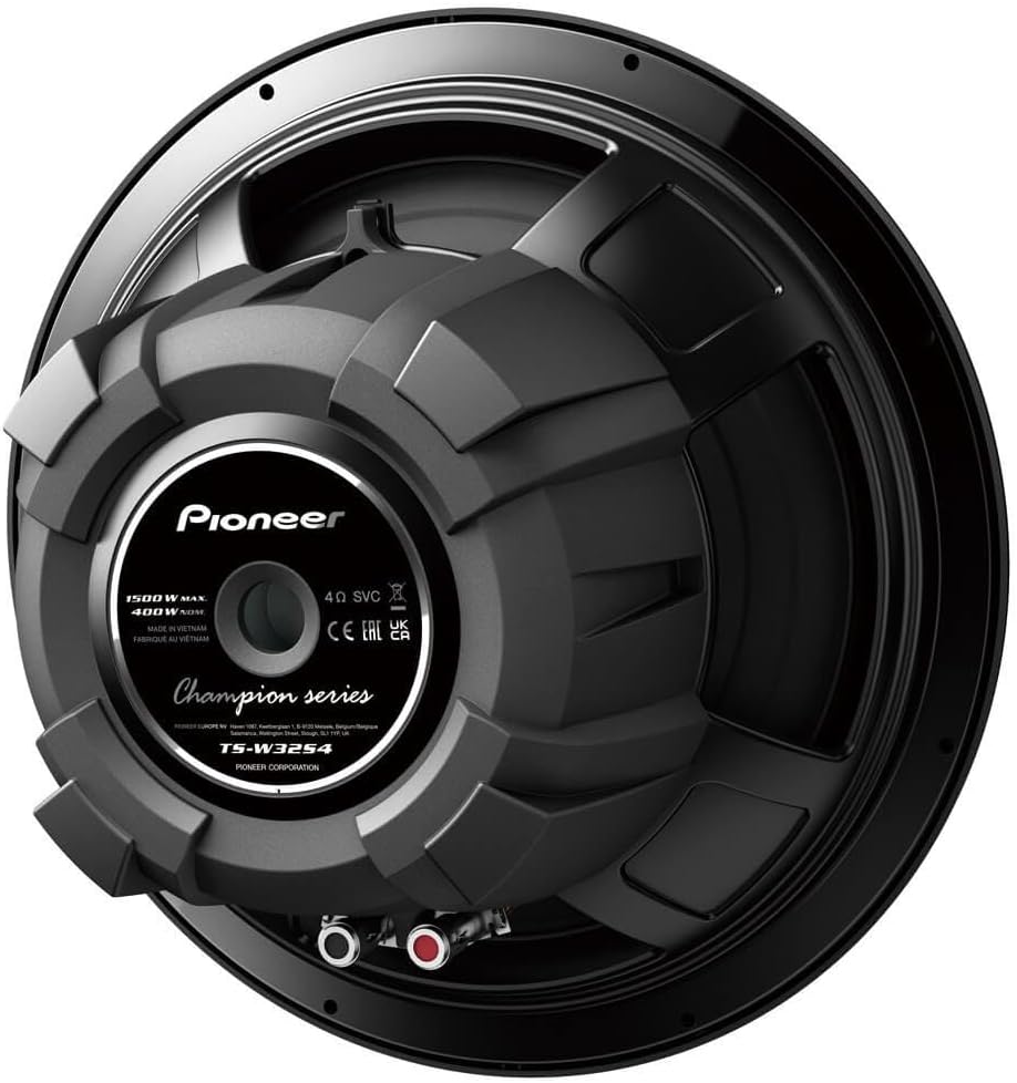 Pioneer TS-W32S4 12" Single Voice Coil 4 Ohm Component Subwoofer 1,500 Watts Max / 400 Watts RMS Flush Mount Surround Sound RMS400 W GRADE Champion Series Car Audio Car Amplifiers Car Speaker