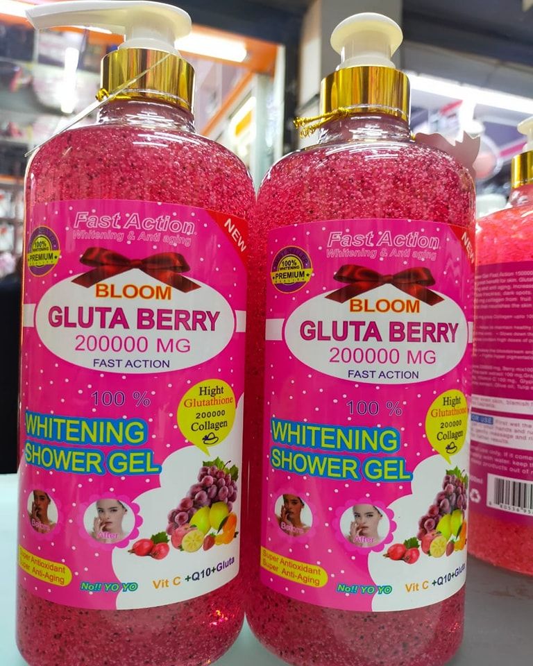 Glutaberry Gluta Berry Bloom Gluta Fast Action with Collagen, Glutathione & Vitamin C Whitening & Anti-aging Shower Gel Cleanses Fades Freckles Removes Dark Spots Fades Hyperpigmentations