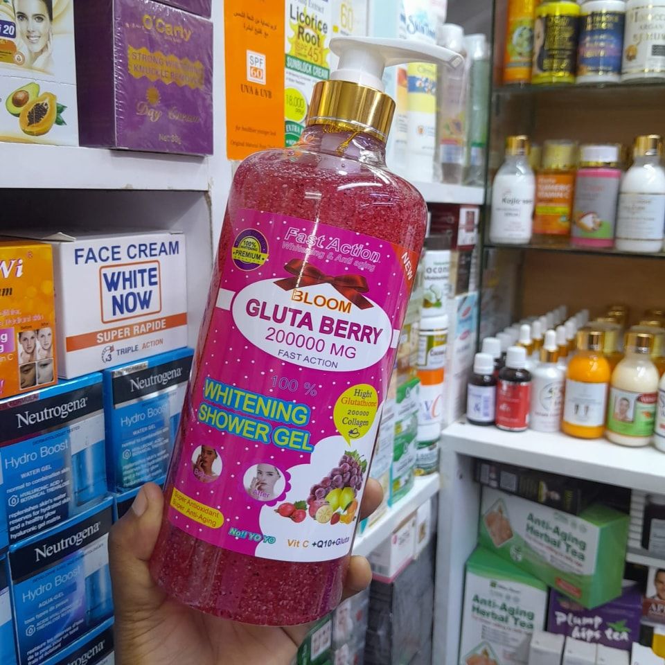 Glutaberry Gluta Berry Bloom Gluta Fast Action with Collagen, Glutathione & Vitamin C Whitening & Anti-aging Shower Gel Cleanses Fades Freckles Removes Dark Spots Fades Hyperpigmentations