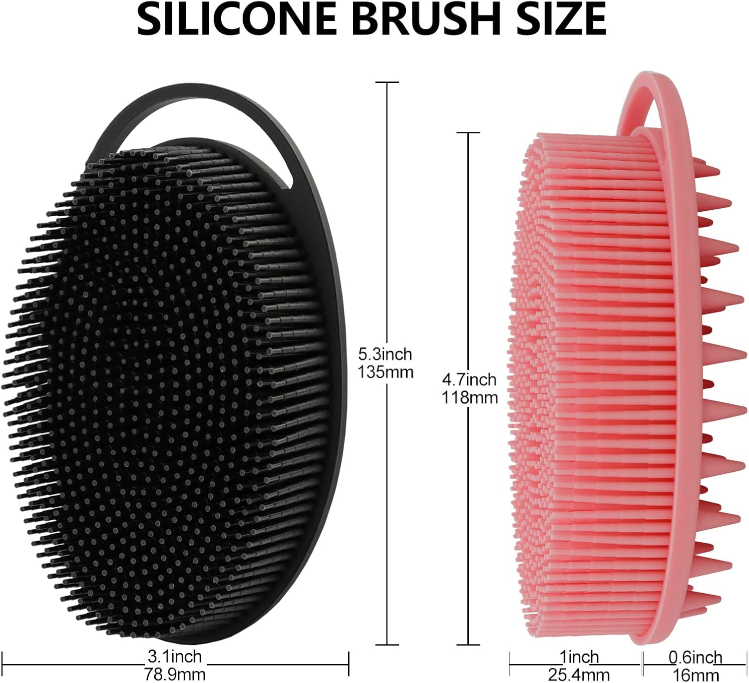 Silicone Body Scrubber, Silicone Loofah Double-Sided Body Brush,Silicone Shower Scrubber and Scalp Massager Shampoo Brush for Sensitive Kids Women Men All Kinds of Skin (Assorted Colours)