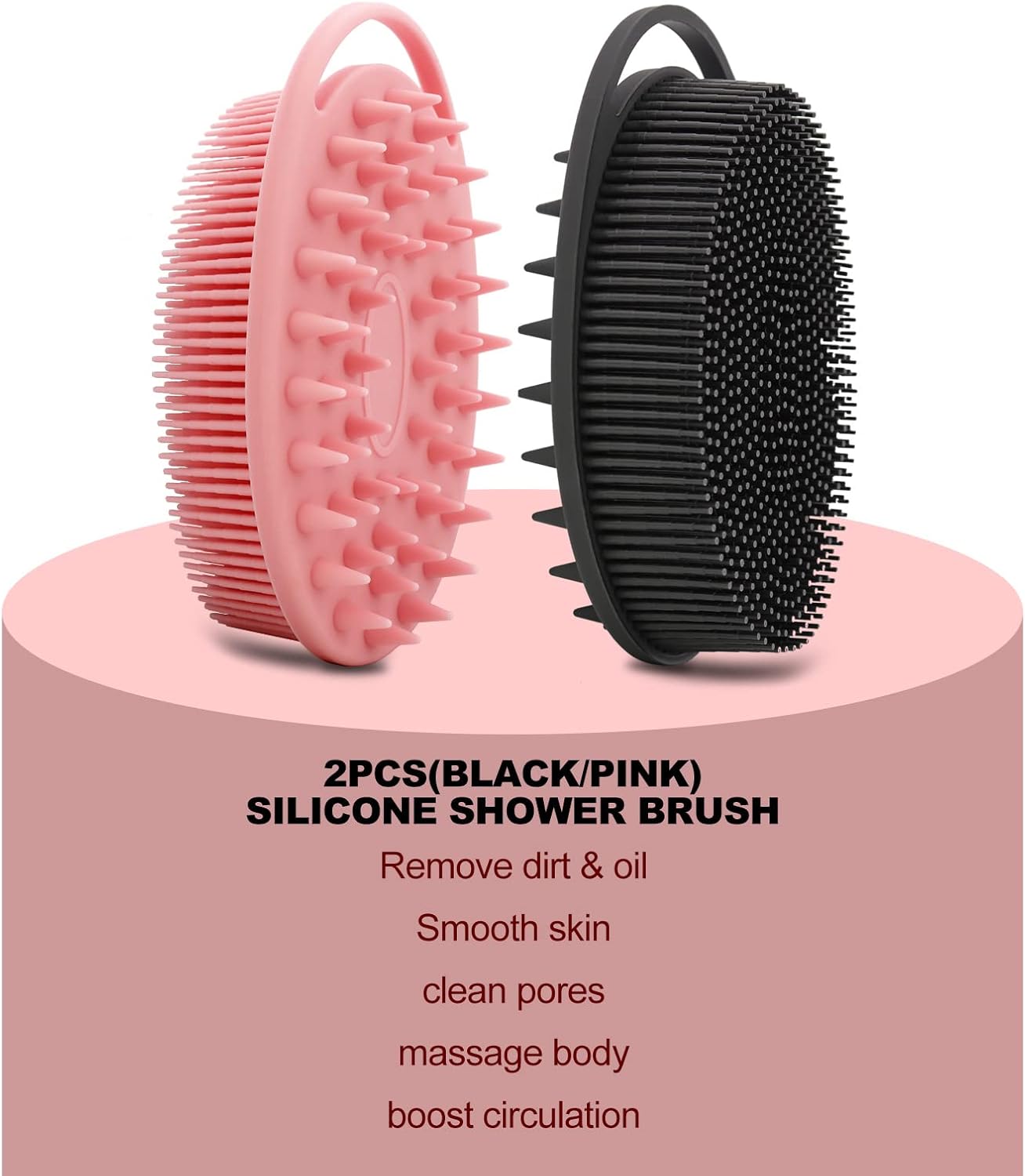Silicone Body Scrubber, Silicone Loofah Double-Sided Body Brush,Silicone Shower Scrubber and Scalp Massager Shampoo Brush for Sensitive Kids Women Men All Kinds of Skin (Assorted Colours)