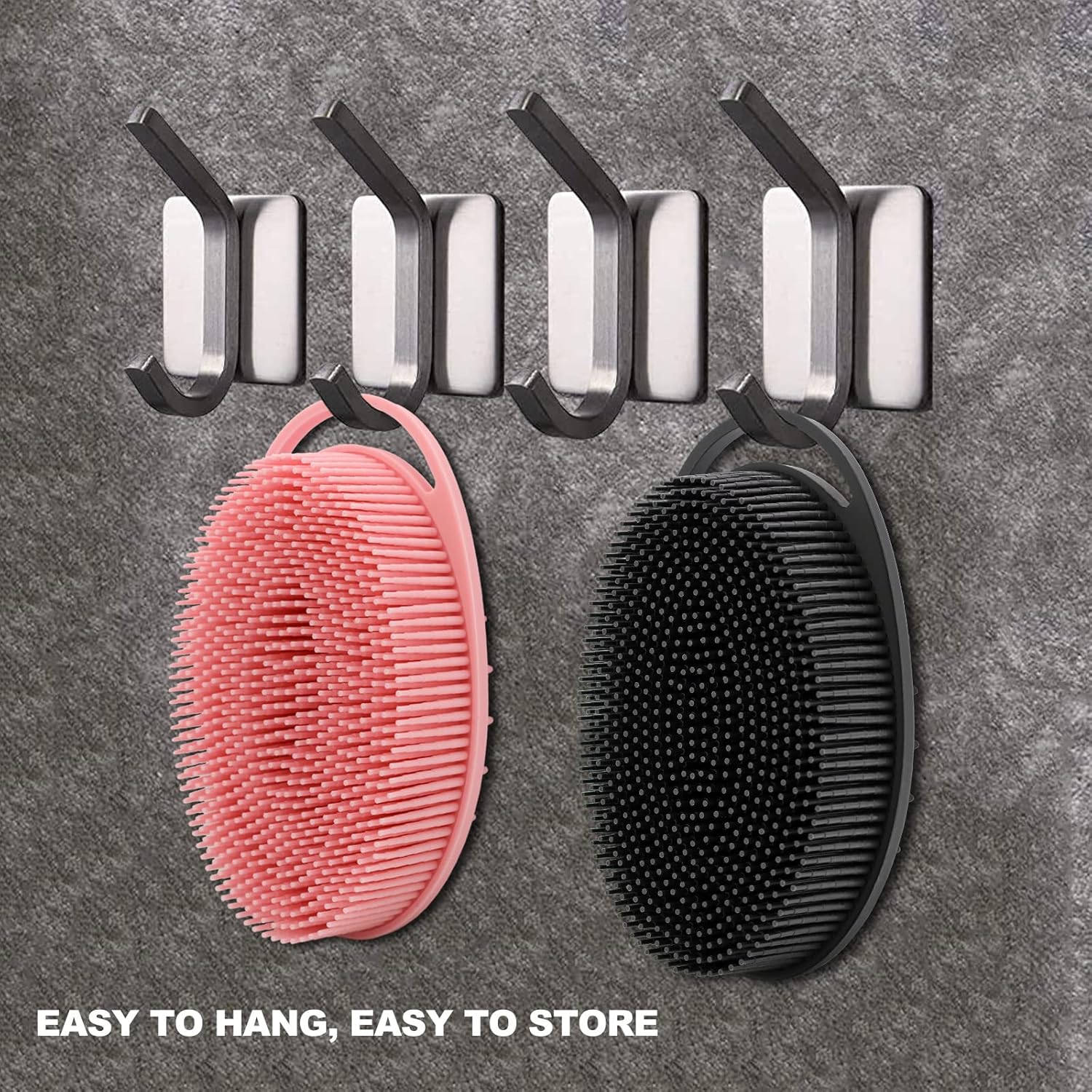 Silicone Body Scrubber, Silicone Loofah Double-Sided Body Brush,Silicone Shower Scrubber and Scalp Massager Shampoo Brush for Sensitive Kids Women Men All Kinds of Skin (Assorted Colours)