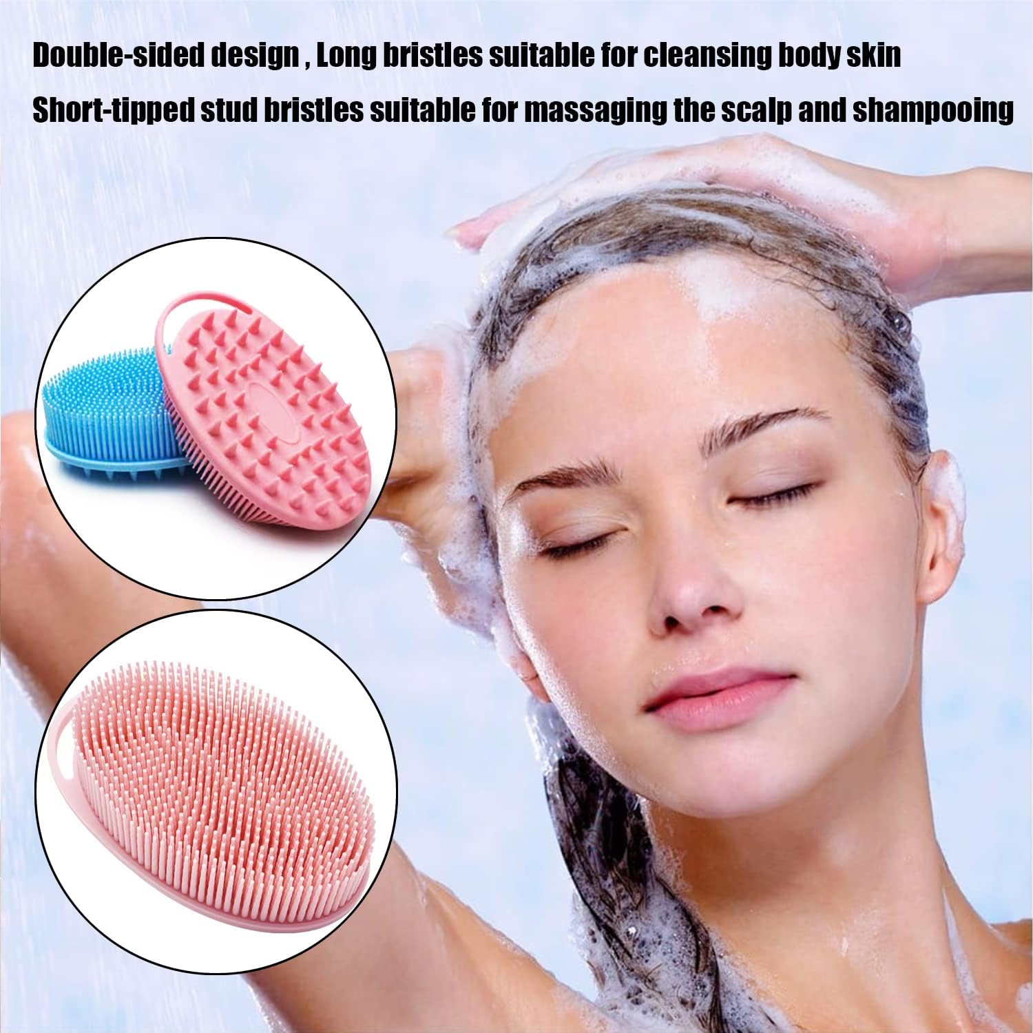 Silicone Body Scrubber, Silicone Loofah Double-Sided Body Brush,Silicone Shower Scrubber and Scalp Massager Shampoo Brush for Sensitive Kids Women Men All Kinds of Skin (Assorted Colours)