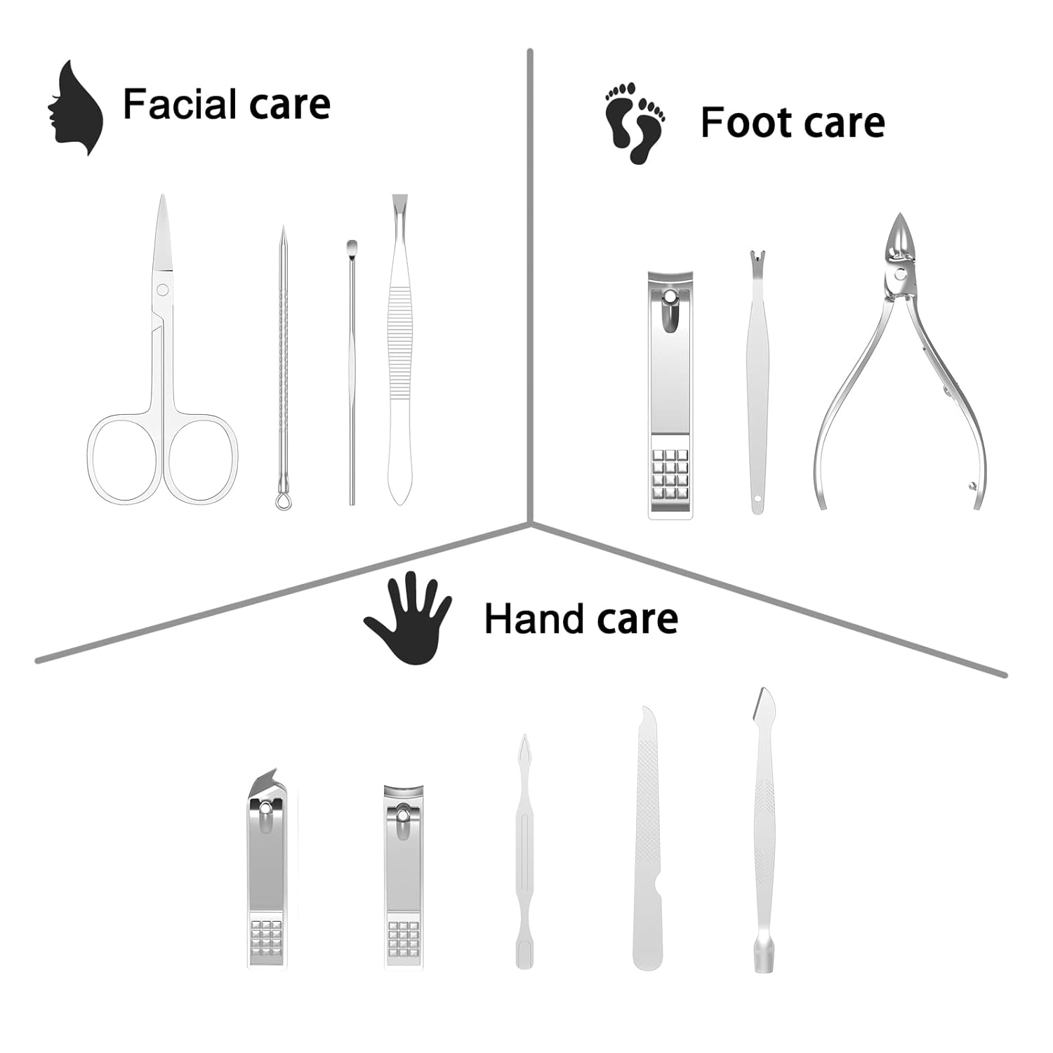 Cater Manicure, Nail Clippers Set of 12Pcs, Professional Grooming Kit, Nail Tools with Luxurious Travel Case (12)  Toenail Clipper, Nail Clipper, Diagonal Nail Clipper, Multi-purpose Scissor etc