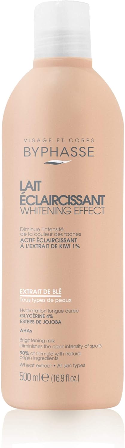 Byphasse Unifying Milk with Brightening Properties, Wheat Extract, Cream, 500ml Brightens, Brightens and Evens The Complexion Long-lasting Hydration Cleanser