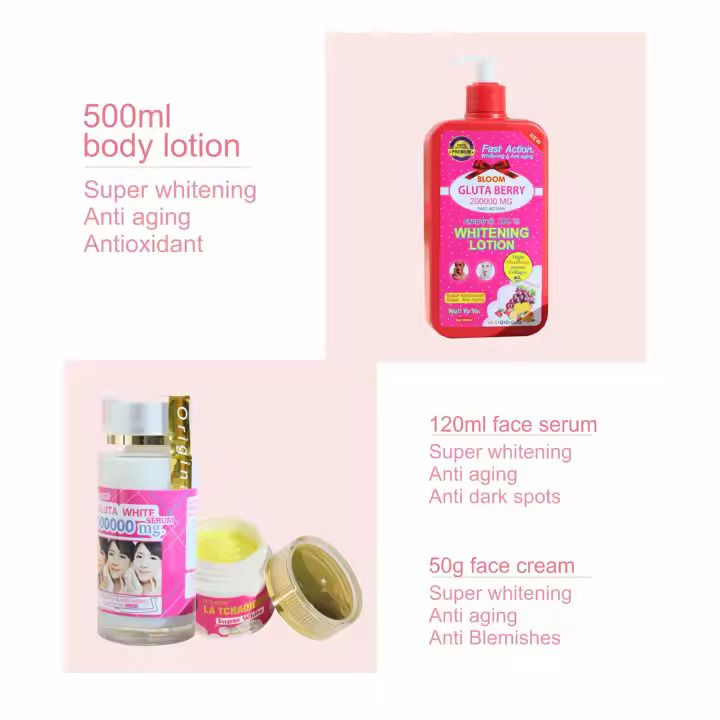 Fast Action Whitening & Anti aging Gluta Berry Shower Gel 1000ml White Collagen Sets Women's Makeup Korean Turmeric Snail Retinol Skin Care Set Shower Gels 1000ml