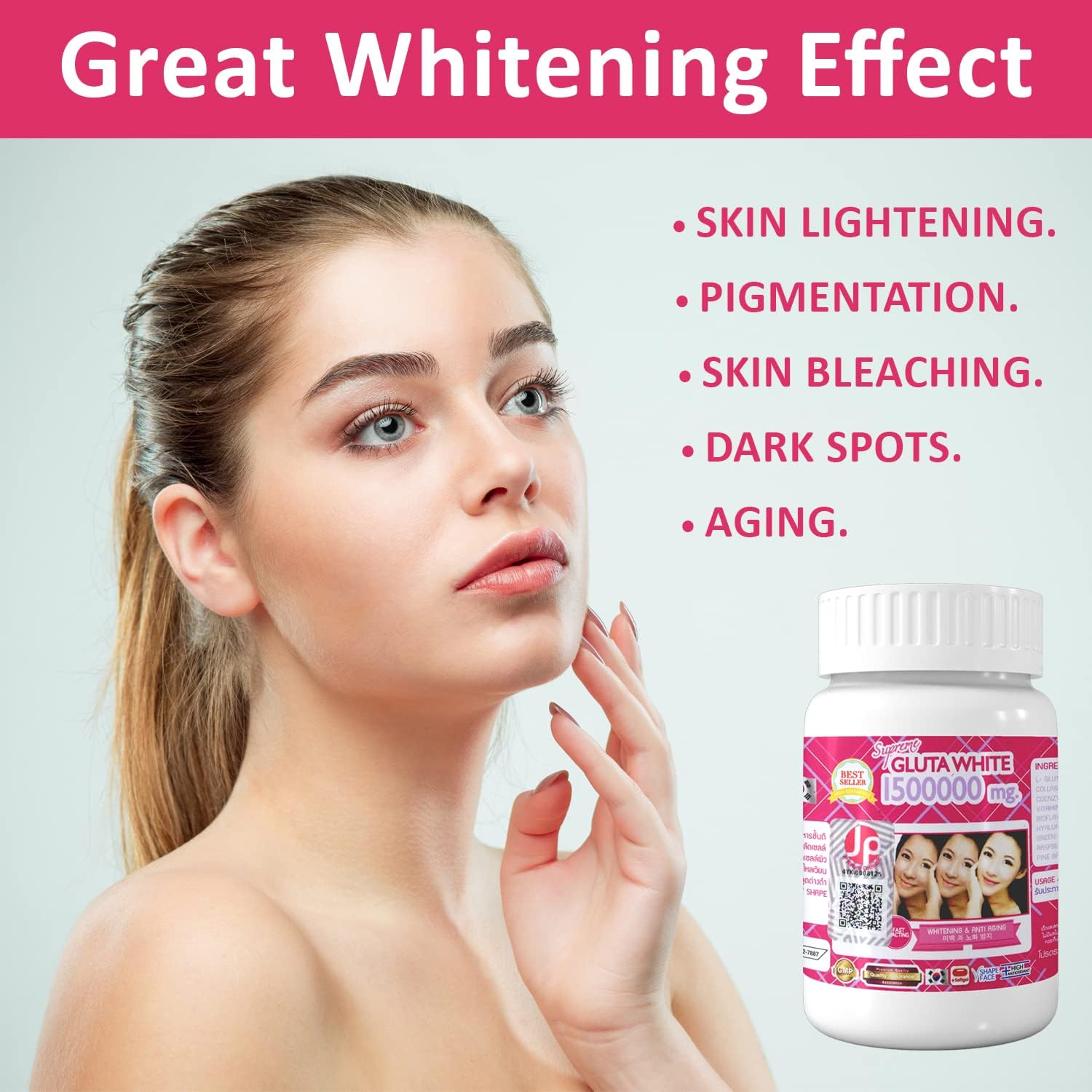 Supreme Gluta White 1500000mg Glutathione Softgels For Skin Lightening, Skin Moisturizer, Collagen Stimulator Healthy Blood Circulation | L-Glutathio Moisturizing