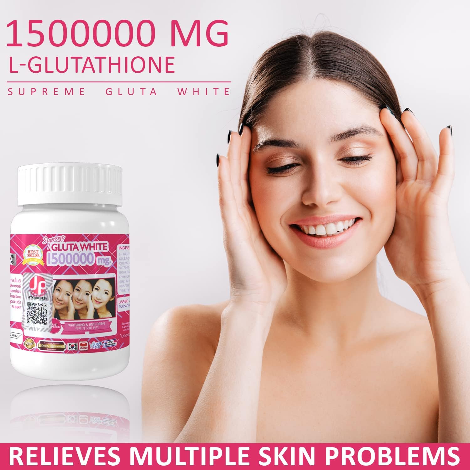 Supreme Gluta White 1500000mg Glutathione Softgels For Skin Lightening, Skin Moisturizer, Collagen Stimulator Healthy Blood Circulation | L-Glutathio Moisturizing