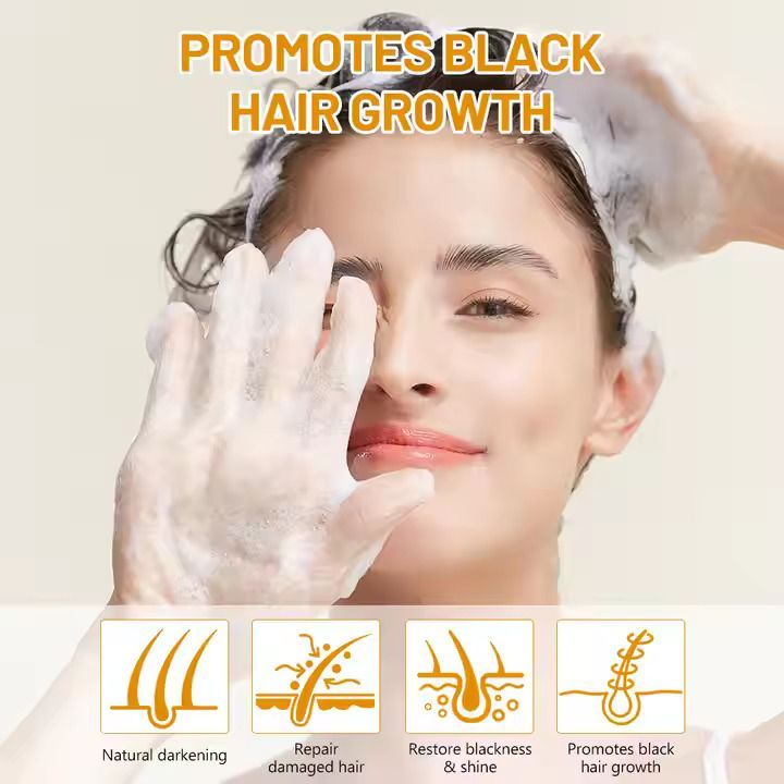 Disaar Ginseng Black Soap Promotes Anti-Grey Hair Darkening Repairs Damaged Hair and Enhances Black Hair Growth Products Basic Cleaning, Hair Natural Darkening