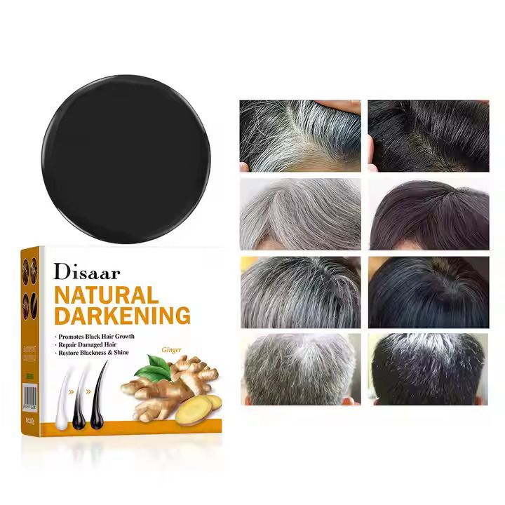 Disaar Ginseng Black Soap Promotes Anti-Grey Hair Darkening Repairs Damaged Hair and Enhances Black Hair Growth Products Basic Cleaning, Hair Natural Darkening