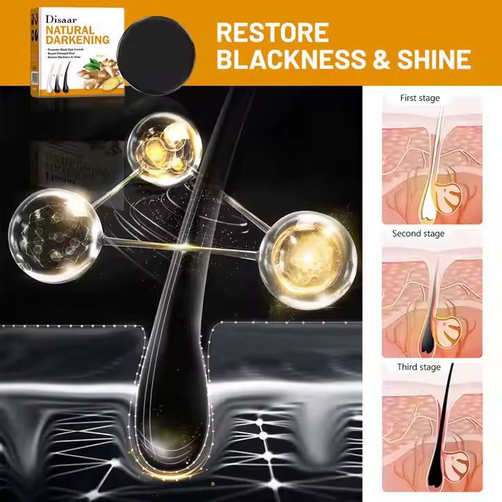 Disaar Ginseng Black Soap Promotes Anti-Grey Hair Darkening Repairs Damaged Hair and Enhances Black Hair Growth Products Basic Cleaning, Hair Natural Darkening