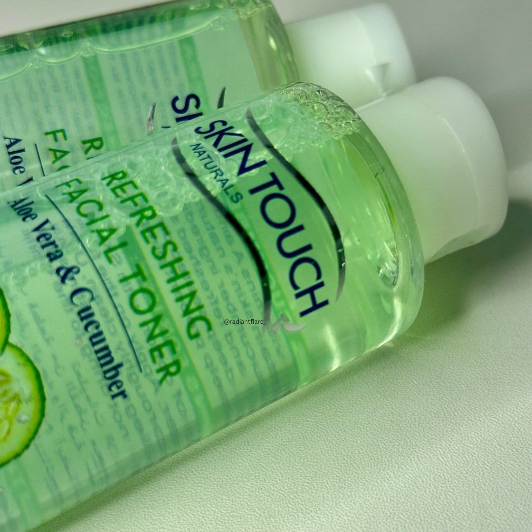 Skin Touch Refreshing Facial Toner With Aloe Vera & Cucumber Extract Cleanses, Freshens and Stimulates Skin Formulated For All Skin Types Contains Natural Extracts Anti-aging and Exfoliating