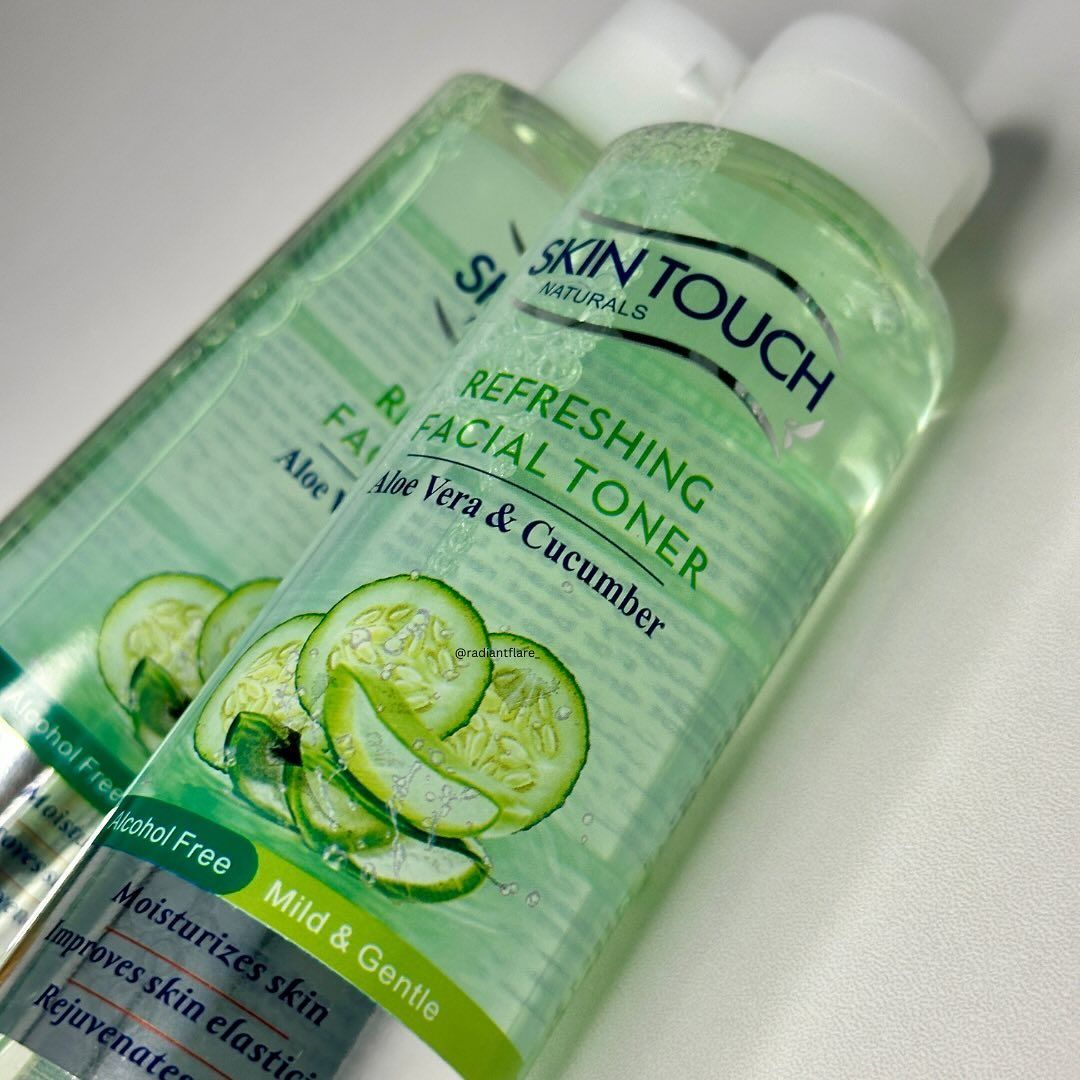 Skin Touch Refreshing Facial Toner With Aloe Vera & Cucumber Extract Cleanses, Freshens and Stimulates Skin Formulated For All Skin Types Contains Natural Extracts Anti-aging and Exfoliating