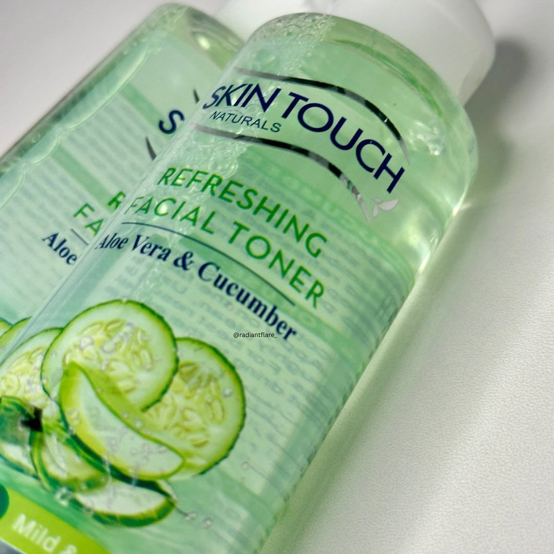 Skin Touch Refreshing Facial Toner With Aloe Vera & Cucumber Extract Cleanses, Freshens and Stimulates Skin Formulated For All Skin Types Contains Natural Extracts Anti-aging and Exfoliating
