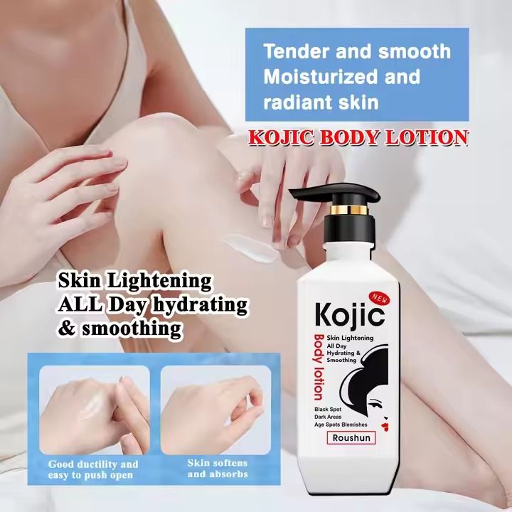 ROUSHUN Vegan Body Lotion Intensive Brightening Moisturising Kojic Acid Body Lotion Skin Revitalizer, Moisturizer, Whitening, Nourishing, Lightening Kojic acid body lotion