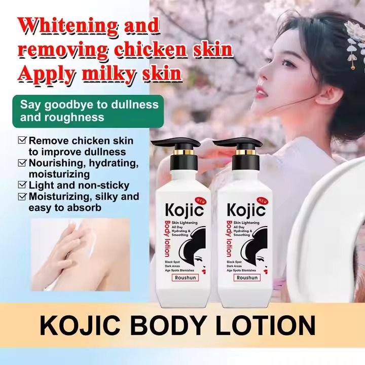 ROUSHUN Vegan Body Lotion Intensive Brightening Moisturising Kojic Acid Body Lotion Skin Revitalizer, Moisturizer, Whitening, Nourishing, Lightening Kojic acid body lotion
