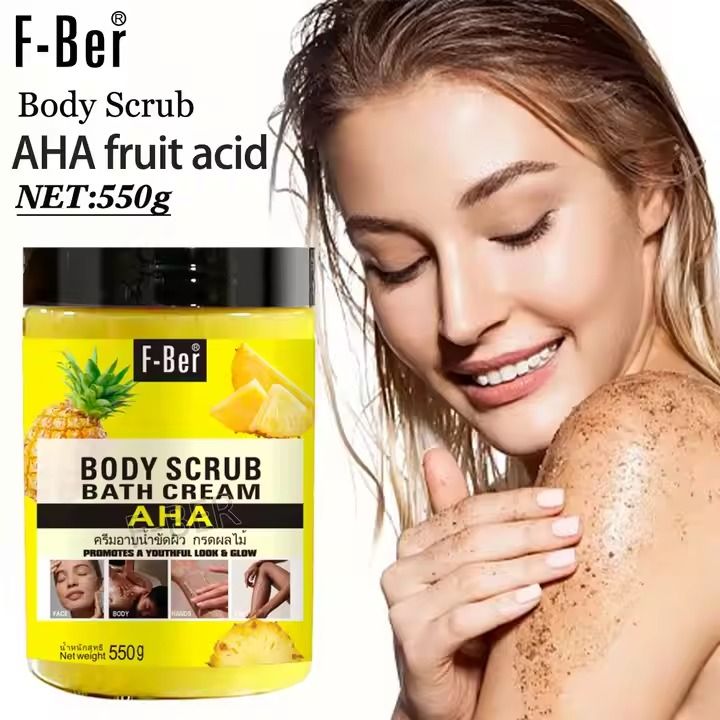 Body Whitening AHA Body Scrub Bath Cream Brightening Bathing Clears Knuckles Face Dark Spots Exfoliating Skincare 	 Deep cleansing. Exfoliating, Brightening Deep Moisturizing