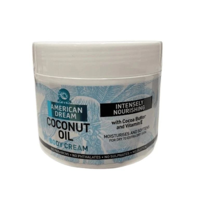 Coconut Cream American Dream 500 ml – Deep Moisturizing Coconut Oil Body Cream with Cocoa Butter & Vitamin E, Hydrates, Smooths & Fades Blemishes for All Skin Types