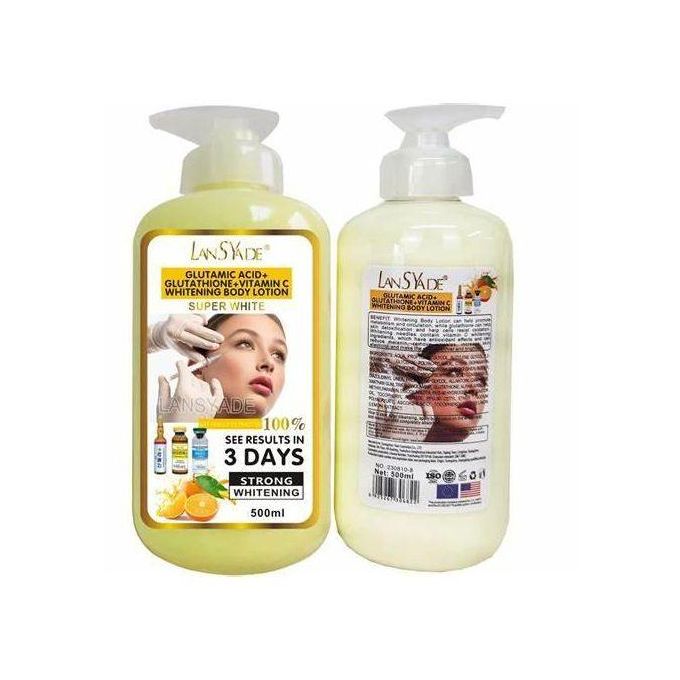Lansyade Vitamin C Whitening Lotion 500 ml – Brightening Body Lotion with Vitamin C, AHA & Hydrating Serum Duo
