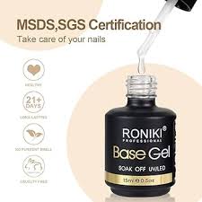 Roniki Soak-Off UV/LED Gel Nail Polish Top Coat + Base Coat – Long-Lasting, Chip-Resistant, High Gloss Finish, Quick Dry, Easy Application for Perfect Manicure – Ideal for Professional & Home Use