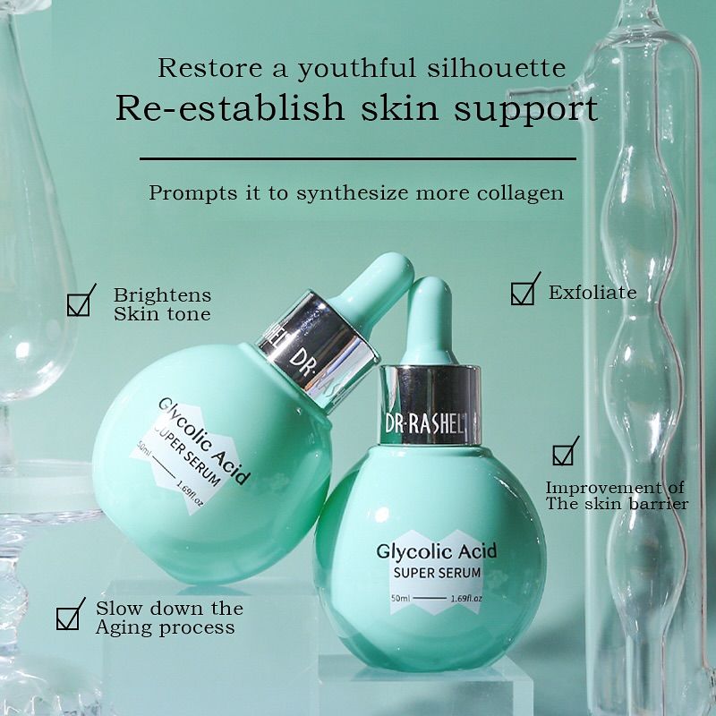 Dr. Rashel Resurfacing Glycolic Acid Super Serum 3% 50 ml Gentle Exfoliating Brightening Facial Serum Smooth Skin Texture Fades Bumps & Dullness Radiance Booster