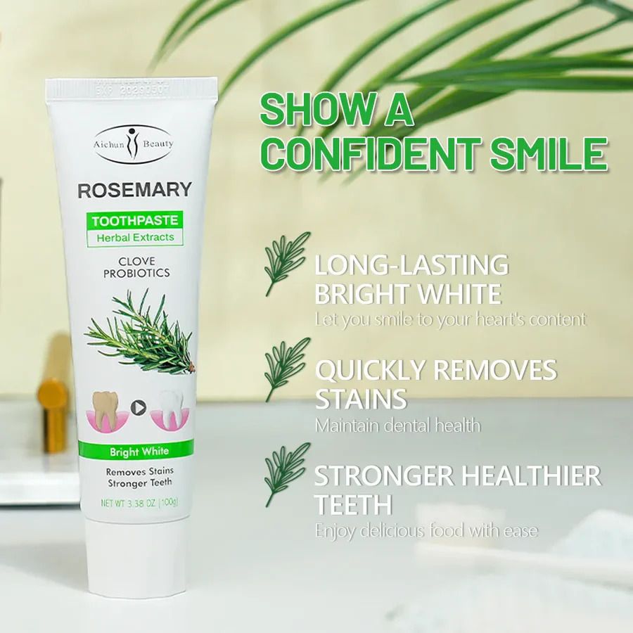 Rosemary Herbal Toothpaste Extract – Natural Rosemary & Clove Probiotics Whitening Gel, Fluoride-Free, Anti-Plaque, Gum Care 100g