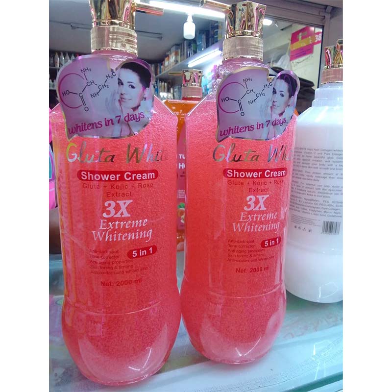 Gluta White Shower Cream 3X Extra Whitening - Intense Brightening & Skin Moisturizing, Vitamin C, Glutathione Infused, Whitening Body Wash for Smooth & Radiant Skin 2000ml