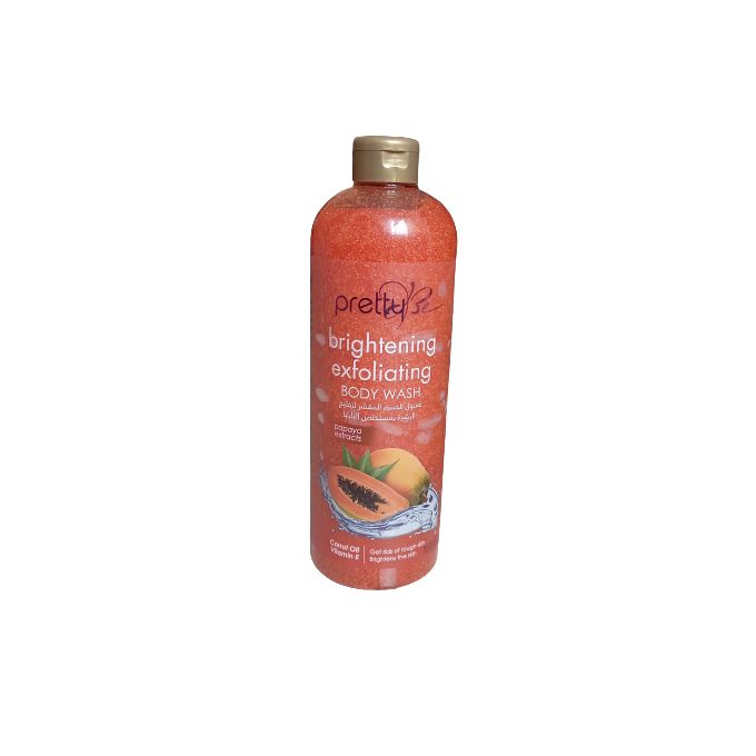 Pretty Brightening Exfoliating Body Wash – Papaya & Carrot Oil / Shea Butter / Strawberry Variants, Vitamin E, Remove Dead Skin & Even Tone, 500ml–1000ml