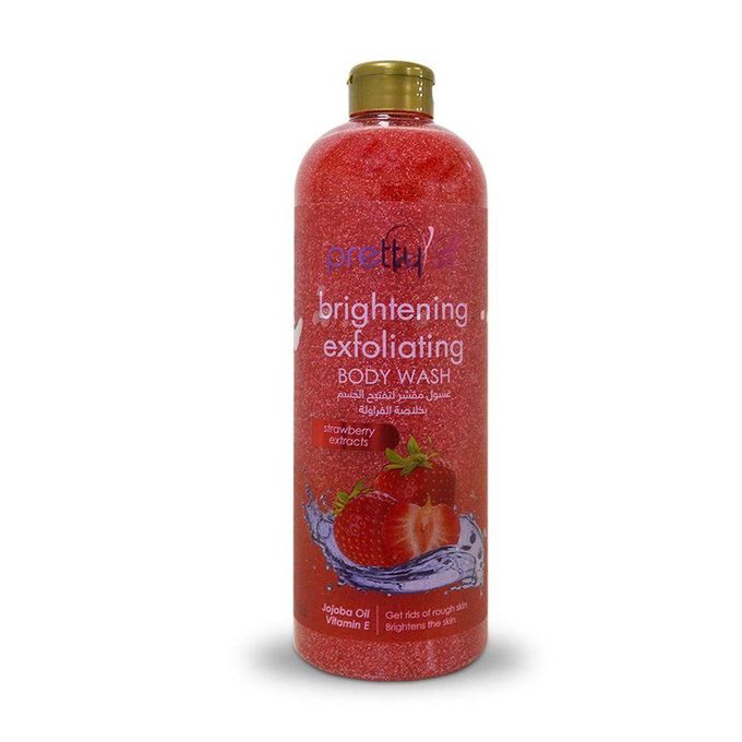 Pretty Brightening Exfoliating Body Wash – Papaya & Carrot Oil / Shea Butter / Strawberry Variants, Vitamin E, Remove Dead Skin & Even Tone, 500ml–1000ml