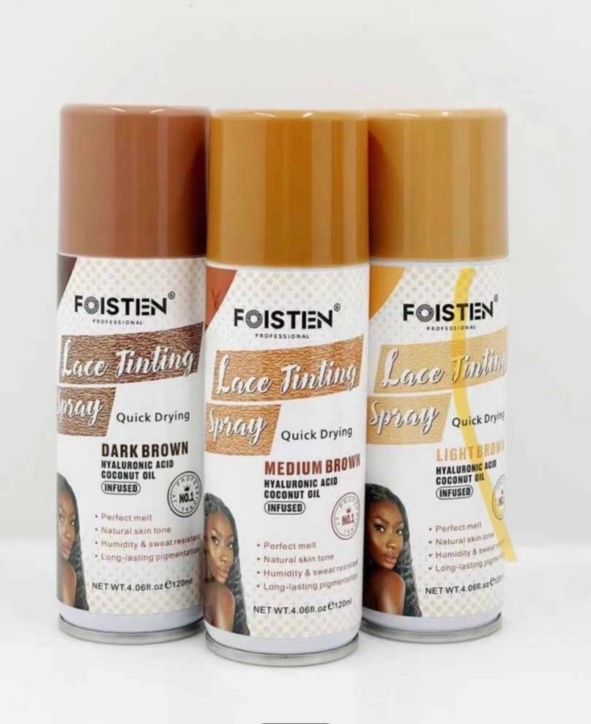 Foisten Lace Tint Spray Medium Brown 120 ml – Long-Lasting Wig Lace Tone Matching, Quick-Dry, Invisible Finish, No Residue, Professional Tint for Lace Frontals & Closures