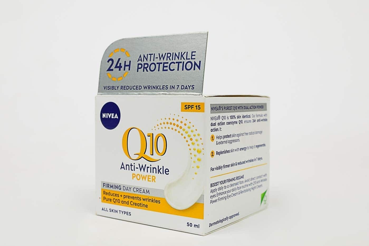 Powerful  Q10 Anti-Wrinkle Power Firming Day Cream 50ml – Coenzyme Q10 + Creatine + SPF15 to Reduce Wrinkles, Firm Skin, Improve Elasticity & Boost Radiance